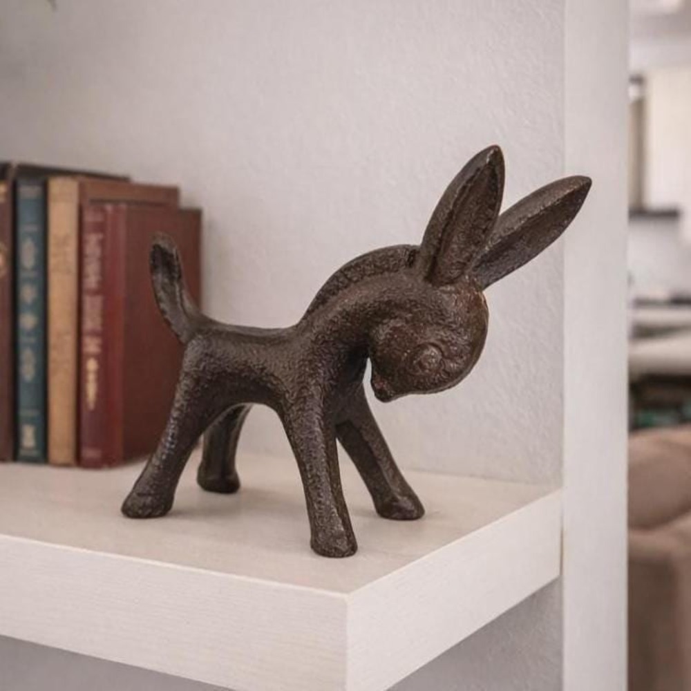 Rustic Cast Iron Donkey Figurine Vintage Style Farmhouse Shelf Decor Burro Mule